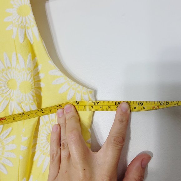 Tori Richard Yellow White Floral Fit & Flare Mini Dress Pocket Cotton Blend Sz 4 - Picture 12 of 13